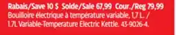 Canadian Tire Salton 1.7L Variable-Temperature Electric Kettle offer