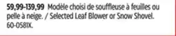 Canadian Tire Selected Leaf Blower or Snow Shovel offer