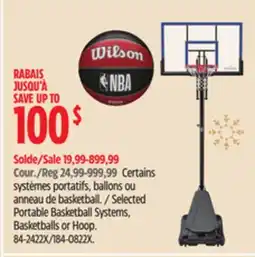 Canadian Tire Spalding Selected Portable Basketball Systems, Basketballs or Hoop offer