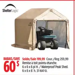 Canadian Tire Shelter Logic Waterproof Peak Shed. 6 x 6 x 6´ h offer