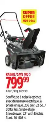 Canadian Tire Briggs & Stratton 208cc Gas Single-Stage Snowblower offer