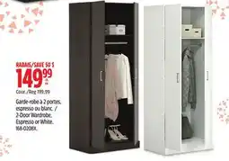 Canadian Tire 2-Door Wardrobe, Espresso or White offer