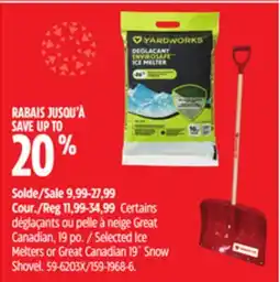 Canadian Tire Selected Ice Melters or Great Canadian 19˝ Snow Shovel offer