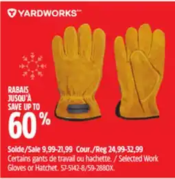 Canadian Tire Yardworks Selected Work Gloves or Hatchet offer