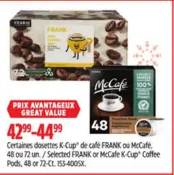 Canadian Tire Selected FRANK or McCafe K-Cup Coffee offer