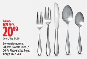 Canadian Tire 20-Pc Flatware Set. Point design offer