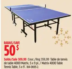 Canadian Tire Matrix 4000 Table Tennis Table, 5 x 9' offer