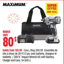 Canadian Tire Maximum 20V 1⁄2˝ Impact Wrench Kit with Battery, Charger and Case offer