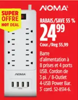 Canadian Tire Noma 8-Outlet 4-USB Power Bar. 3´ cord offer