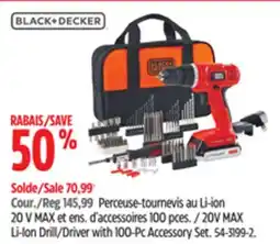 Canadian Tire Black-Decker 20V MAX Li-Ion Drill/Driver with 100-Pc Accessory Set offer