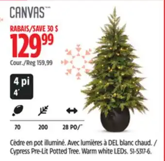 Canadian Tire Canvas Cypress Pre-Lit Potted Tree offer