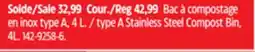 Canadian Tire type A Stainless Steel Compost Bin offer