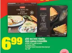 Super C pâté aux trois viandes style maison Irrésistible | Irrésistible frozen homestyle three-meat pie offer