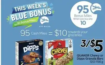 Safeway Quaker Chewy or Dipps Granola Bars offer
