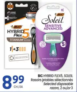 Uniprix BIC HYBRID FLEX5, SOLEIL Rasoirs jetables sélectionnés/Selected disposable razors offer