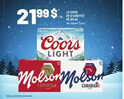 Metro LA CAISSE DE 12 CANETTES DE 355 ML COORS LIGHT, MOLSON offer