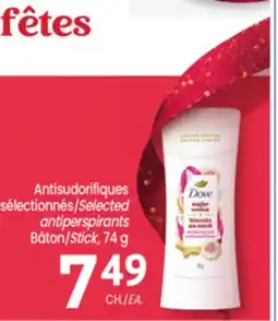 Uniprix DOVE Antisudorifiques sélectionnés Bâton/Selected antiperspirants Stick offer