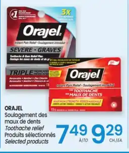 Uniprix ORAJEL Soulagement des maux de dents Produits sélectionnés/Toothache relief Selected products offer