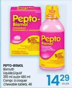 Uniprix PEPTO-BISMOL Bismuth Liquide/Liquid, Compr. à croquer/ Chewable tablets offer