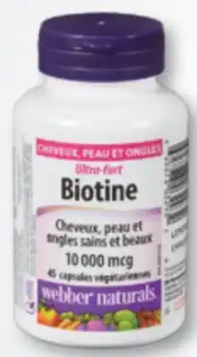 Familiprix Webber Naturals Hair Skin and Nails Biotin Extra Strength vegetarian capsules 45un offer