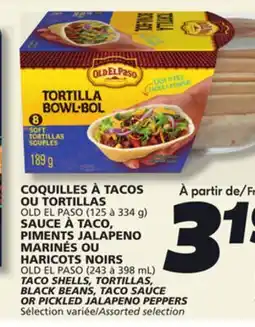 IGA OLD EL PASO TACO SHELLS, TORTILLAS, BLACK BEANS, TACO SAUCE OR PICKLED JALAPENO PEPPERS offer