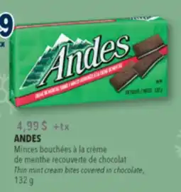 Familiprix ANDES, Thin mint cream bites covered in chocolate, 132 g offer