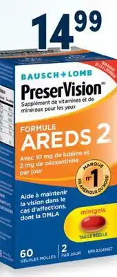 Familiprix Bausch + Lomb PreserVision soft gel vitamin and mineral supplement for eyes 60un offer