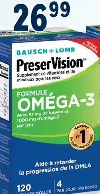 Familiprix Bausch + Lomb PreserVision Omega-3 Formula eye vitamin and mineral supplement soft gels 120un offer