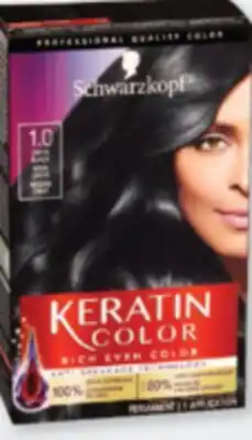 Familiprix Schwarzkopf Keratin Color Rich Even Color permanent hair dye #1.0 Onyx Black offer