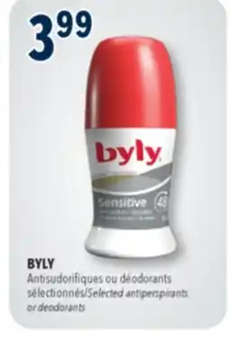 Familiprix BYLY, Selected antiperspirants or deodorants offer