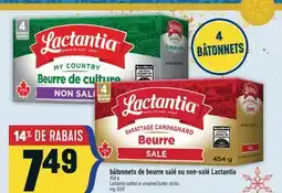 Marché Adonis BÂTONNETS DE BEURRE SALÉ OU NON-SALÉ LACTANTIA | LACTANTIA SALTED OR UNSALTED BUTTER STICKS offer