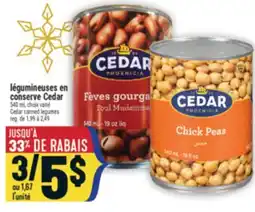 Marché Adonis LÉGUMINEUSES EN CONSERVE CEDAR | CEDAR CANNED LEGUMES offer