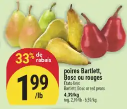 Marché Adonis POIRES BARTLETT, BOSC OU ROUGES | BARTLETT, BOSC OR RED PEARS offer