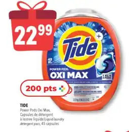 Familiprix Tide + Power-Pods Oxi Max laundry detergent 45un offer