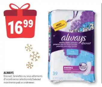 Familiprix Always Discreet zero leaks zero odors offer