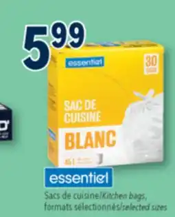 Familiprix Essentiel white kitchen garbage bags fit 45L container 30un offer