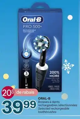 Brunet ORAL B Brosses à dents rechargeables sélectionnées offer