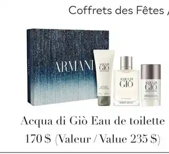 Jean Coutu Armani Holiday Gifts Sets offer
