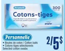 Jean Coutu Personnelle Selected cotton swabs offer