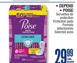 Jean Coutu DEPEND, POISE Protection pads offer
