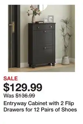 Wayfair Entryway Cabinet with 2 Flip Drawers for 12 Pairs of Shoes offer