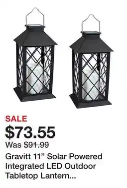 Wayfair Gravitt 11 Solar Powered Integrated LED Outdoor Tabletop Lantern (Set of 2) offer