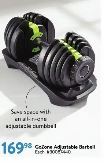 Walmart GoZone Adjustable Barbell offer