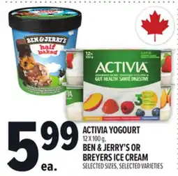 Metro ACTIVIA YOGOURT 12 X 100 G, BEN & JERRY'S OR BREYERS ICE CREAM offer