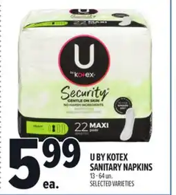 Metro U BY KOTEX SANITARY NAPKINS offer