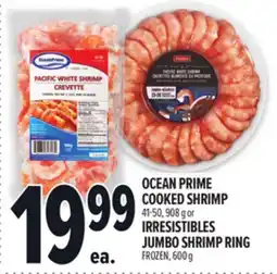 Metro OCEAN PRIME COOKED SHRIMP 41-50, 908 G OR IRRESISTIBLES JUMBO SHRIMP RING FROZEN, 600G offer