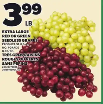 Independent Grocer EXTRA LARGE RED OR GREEN SEEDLESS GRAPES offer