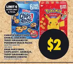 Independent Grocer CHRISTIE OREO, CHIPS AHOY!, ANIMAL CRACKERS, TEDDY GRAHAMS OR POKÉMON SNACK PACKS 144-200 G offer