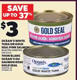Independent Grocer OCEAN'S WHITE TUNA OR GOLD SEAL PINK SALMON, 170/213 G offer