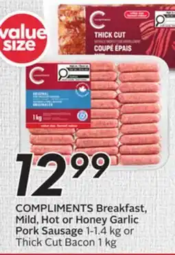 Sobeys Breakfast, Mild, Hot or Honey Garlic Pork Sausage offer